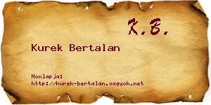 Kurek Bertalan névjegykártya